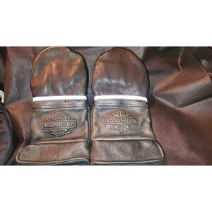 Harley-Davidson Genuine Black Leather Riding Motorcycle Mittens Small Wear 2 Way